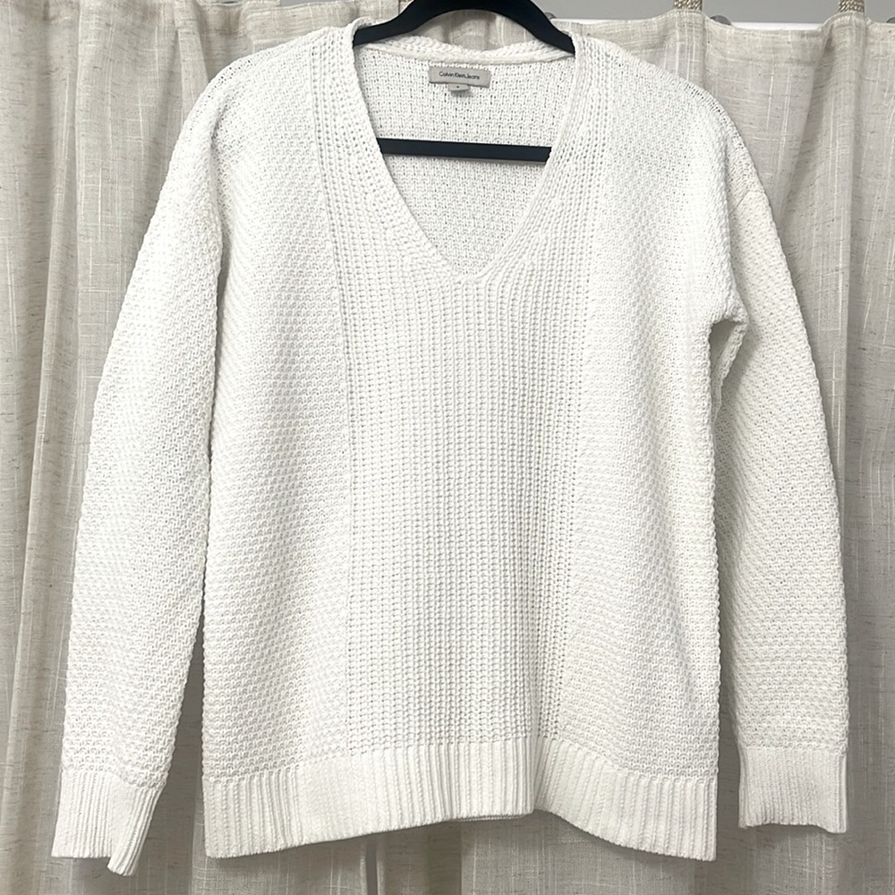 Calvin Klein Jeans Sweater Off White Size Small PTP 20” EUC